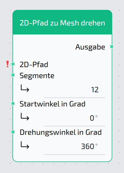2D-Pfad zu Mesh drehen Node