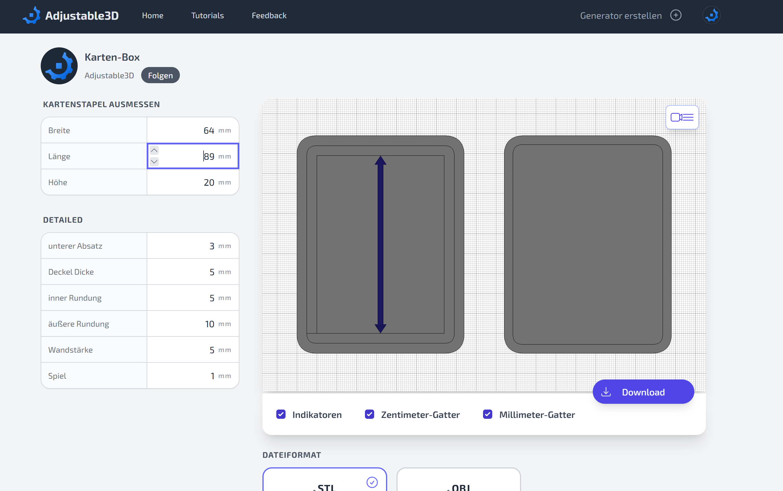 Beispiel-Verwendung von Indikator: Pfeil